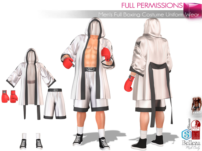 Second Life Marketplace MI 4IN1 Men's Full Boxing Costume Uniform
